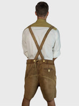 Camel Brown Short Lederhosen for Men with Deer Motif