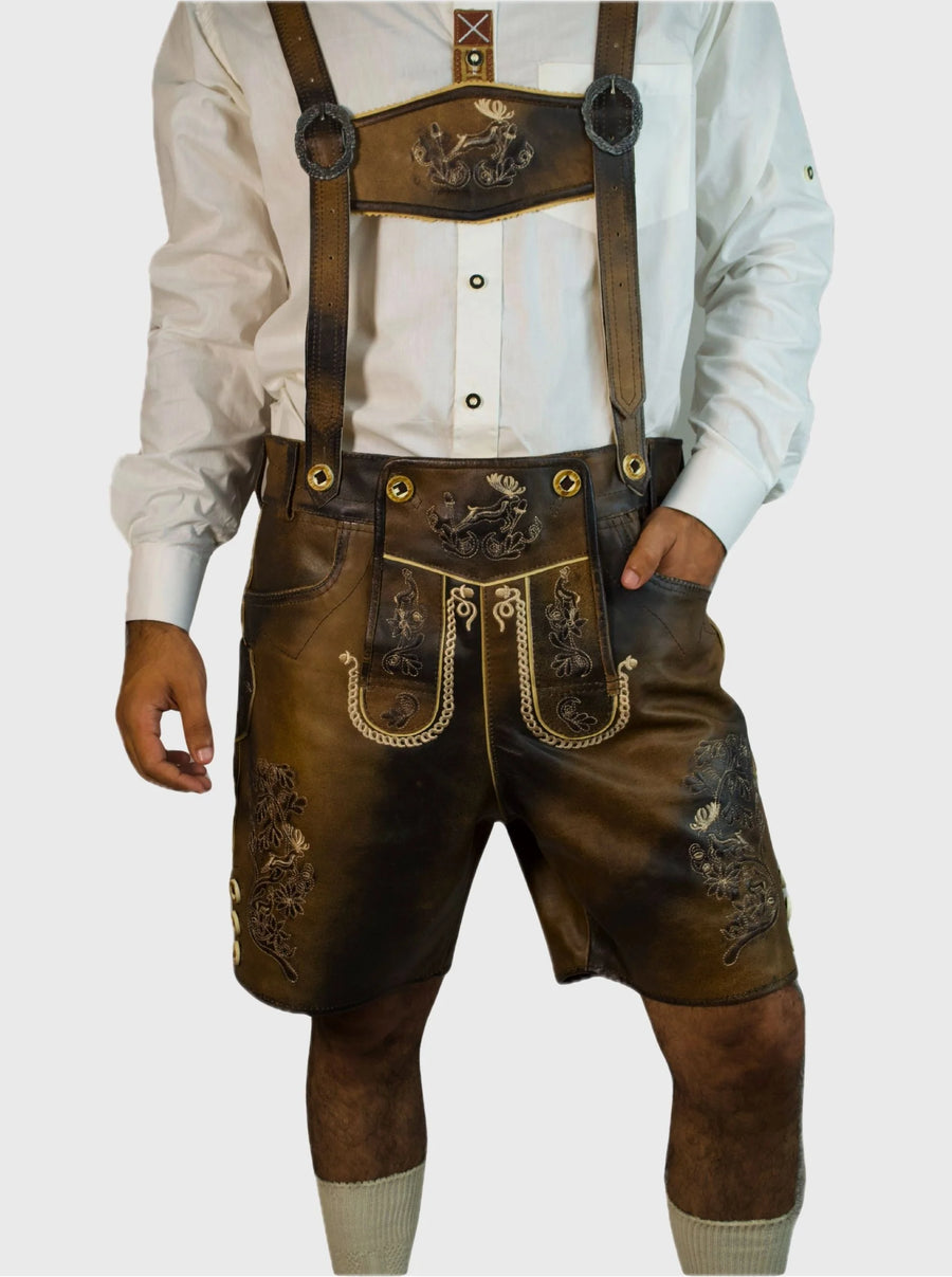 Trachten Short Lederhosen for Men in Dark Chocolate