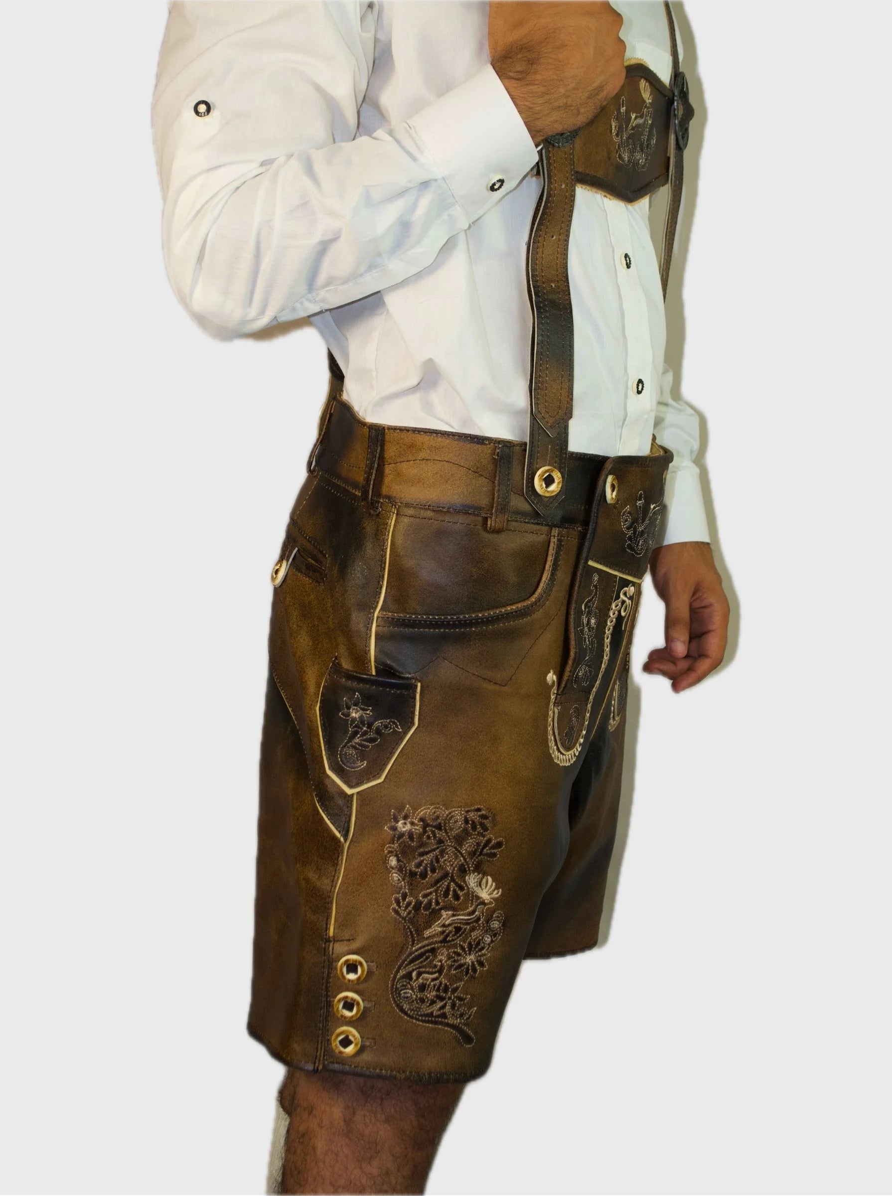 Trachten Short Lederhosen for Men in Dark Chocolate