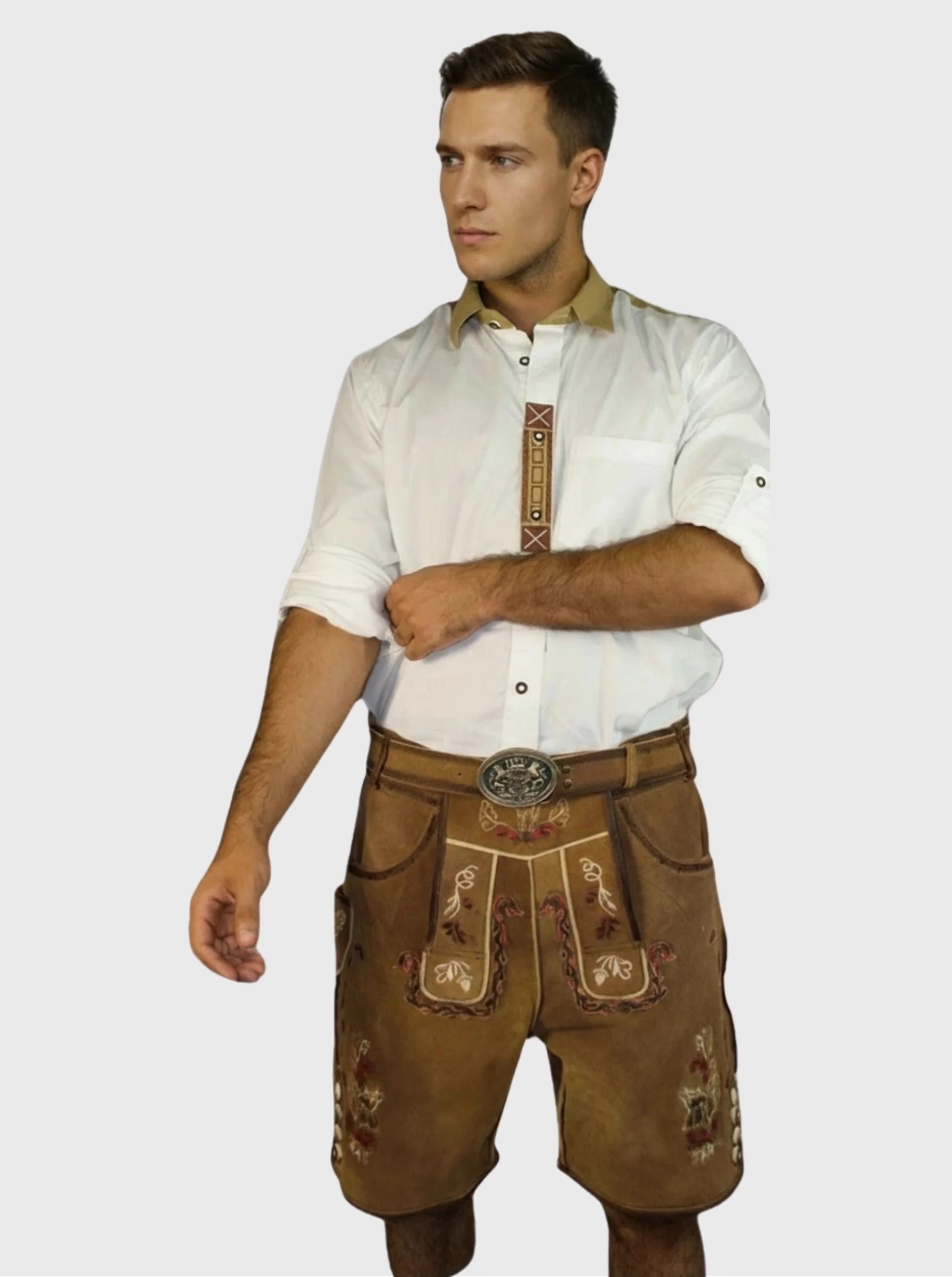 Vintage Brown Leather Lederhosen for Men