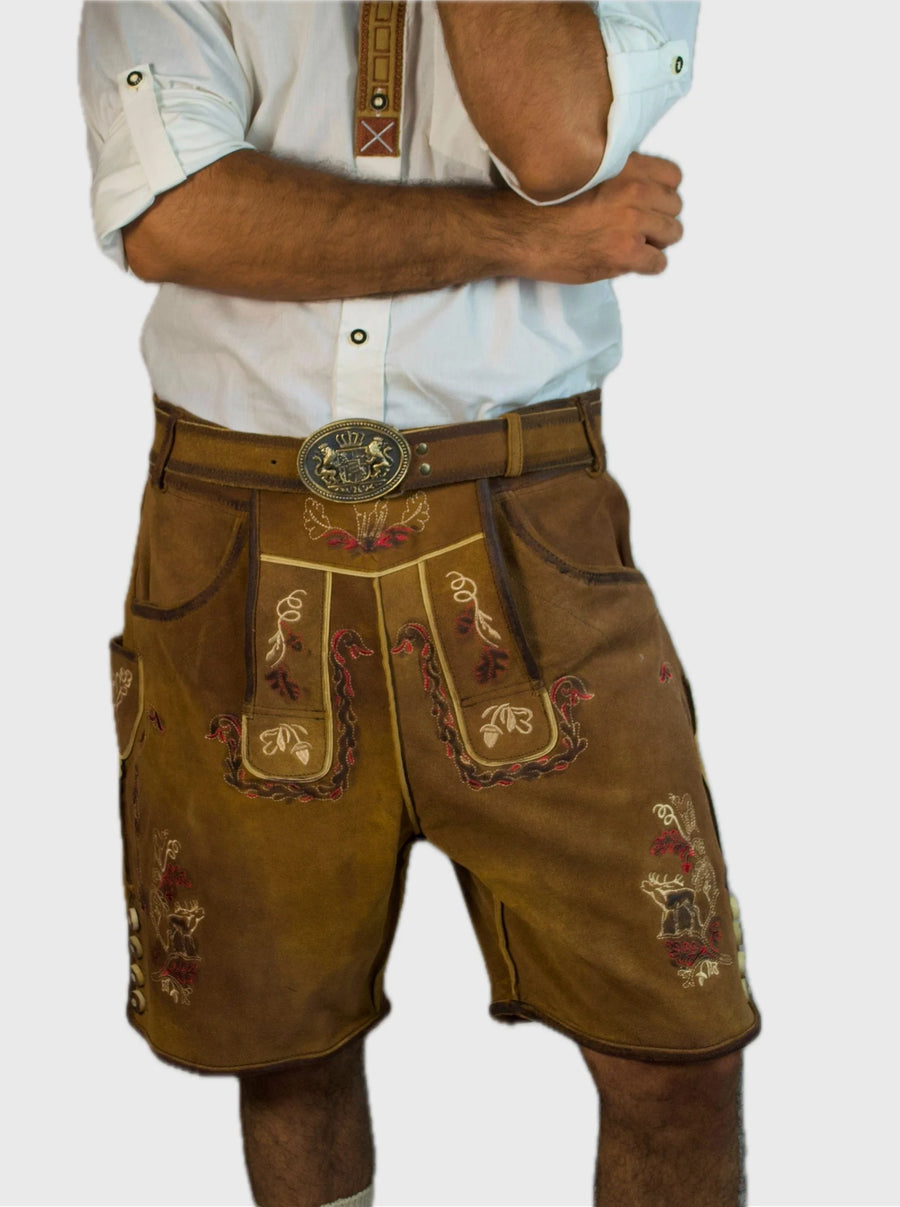 Vintage Brown Leather Lederhosen for Men