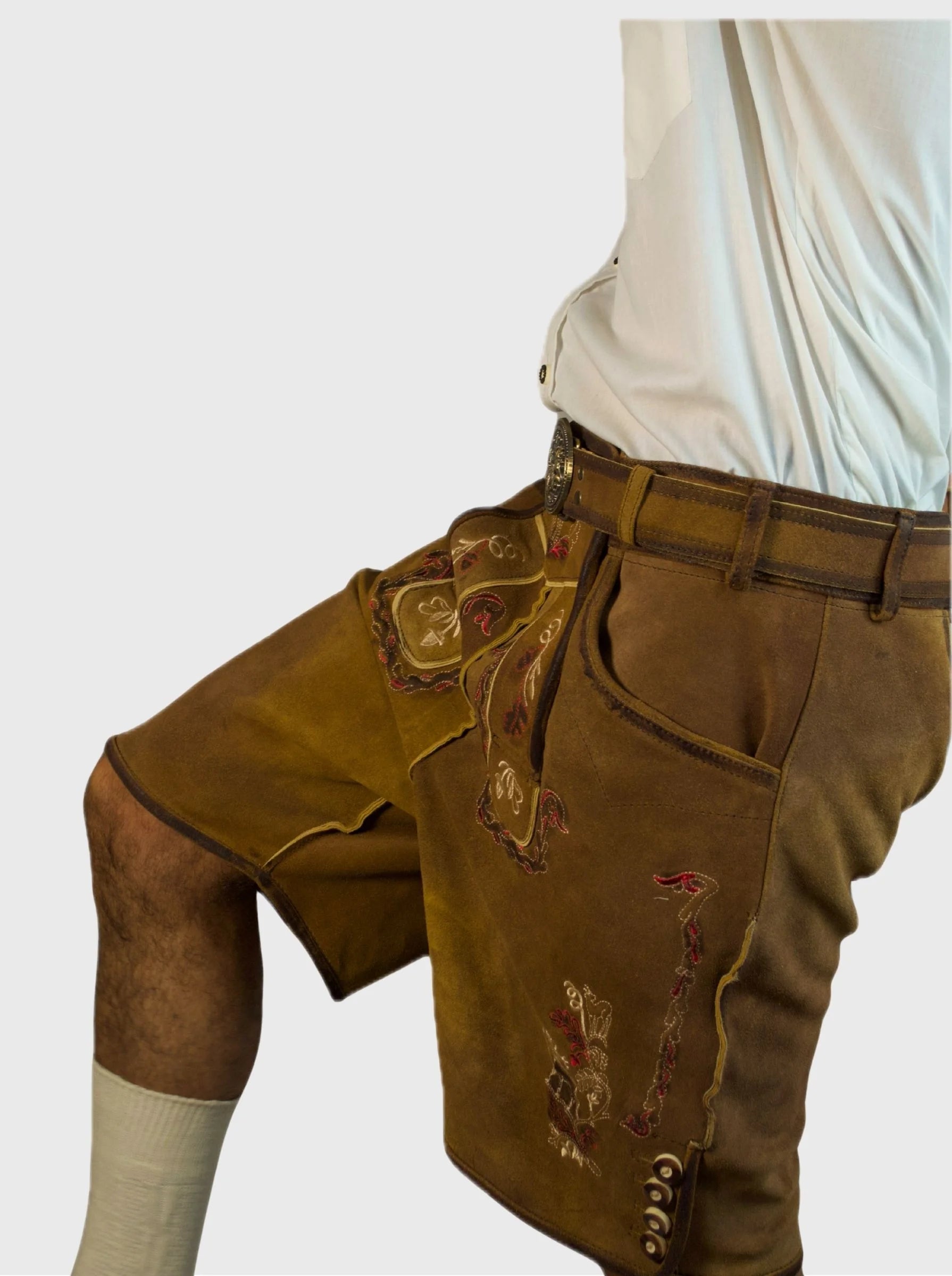 Vintage Brown Leather Lederhosen for Men