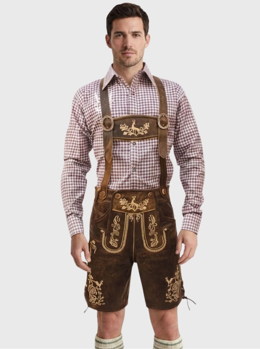 Trachten Short Lederhosen for Men in Wild Brown