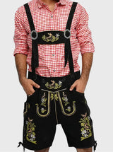 Hand-Embroidered Black Bavarian Lederhosen for Men