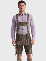 Short Platter Lederhosen for Men in Charcoal Black