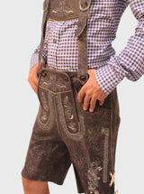 Short Platter Lederhosen for Men in Charcoal Black