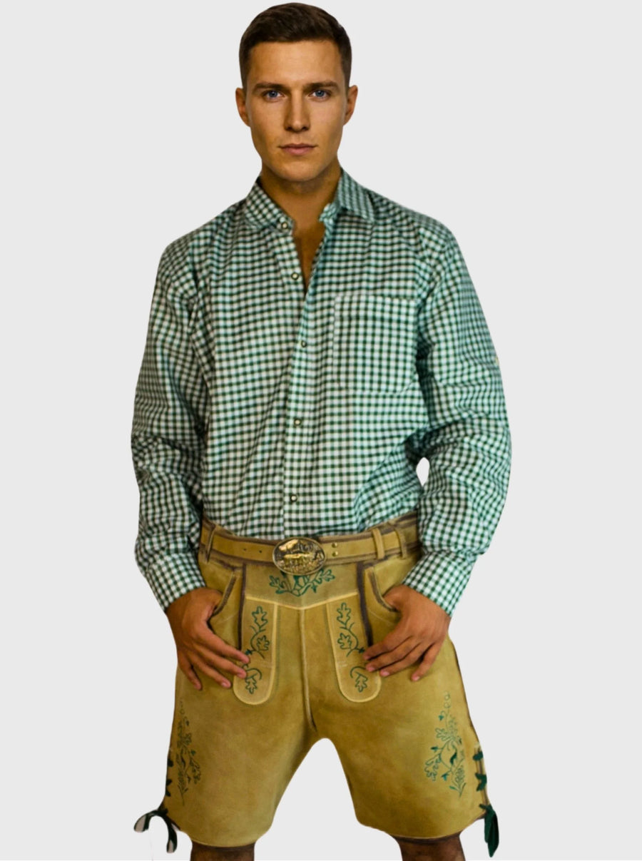 Handcrafted Light Gold Oktoberfest Lederhosen for Men