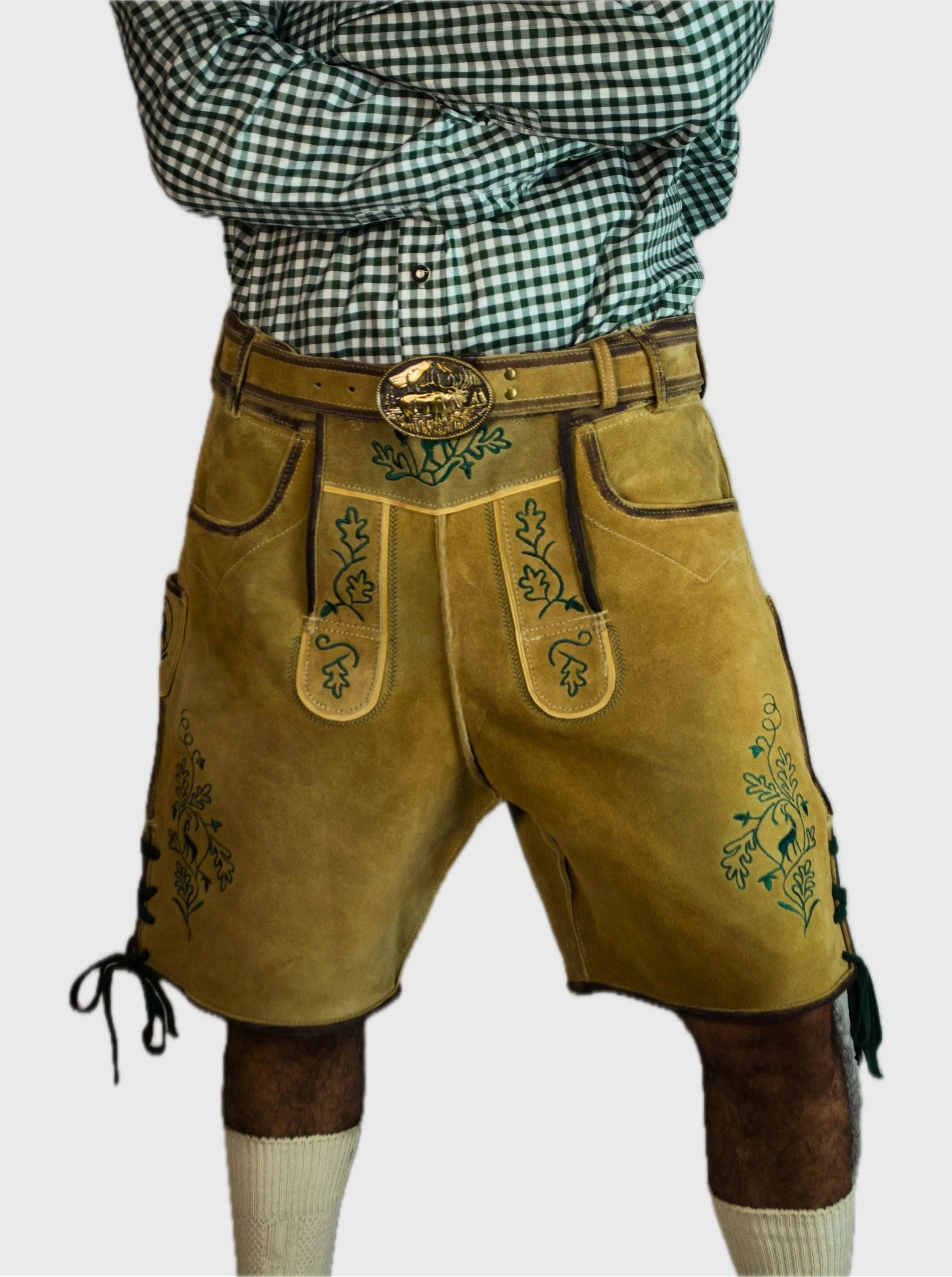 Handcrafted Light Gold Oktoberfest Lederhosen for Men