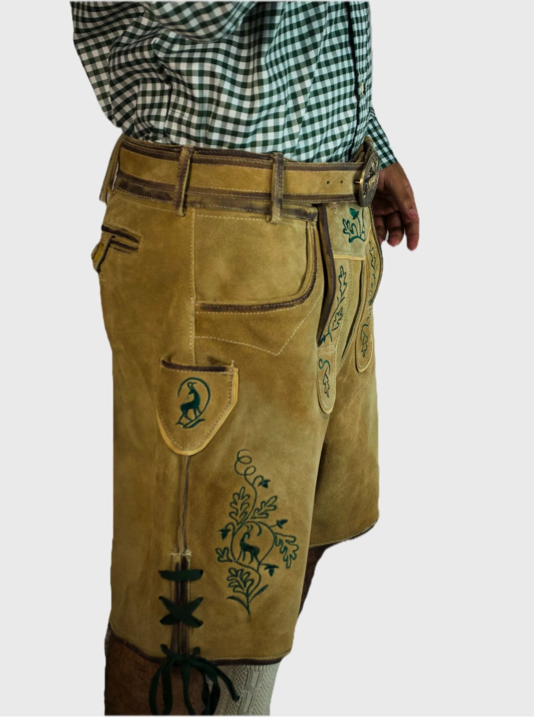 Handcrafted Light Gold Oktoberfest Lederhosen for Men
