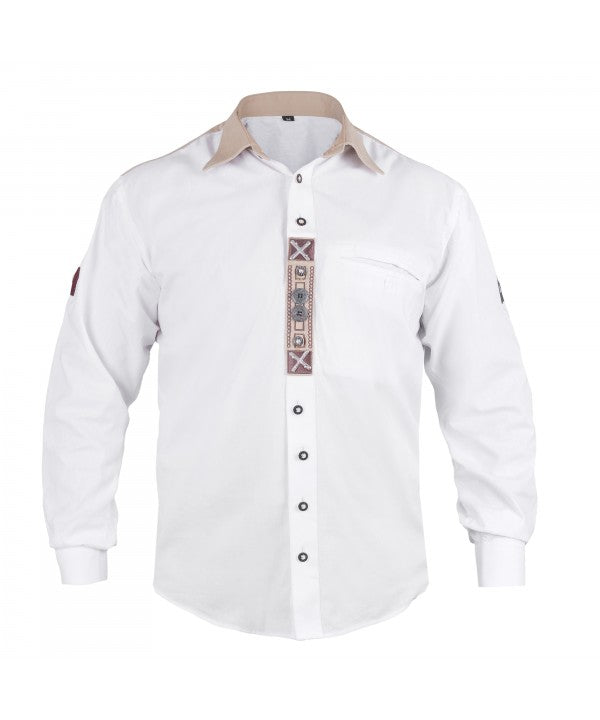 Trachten Shirt Embroidered White