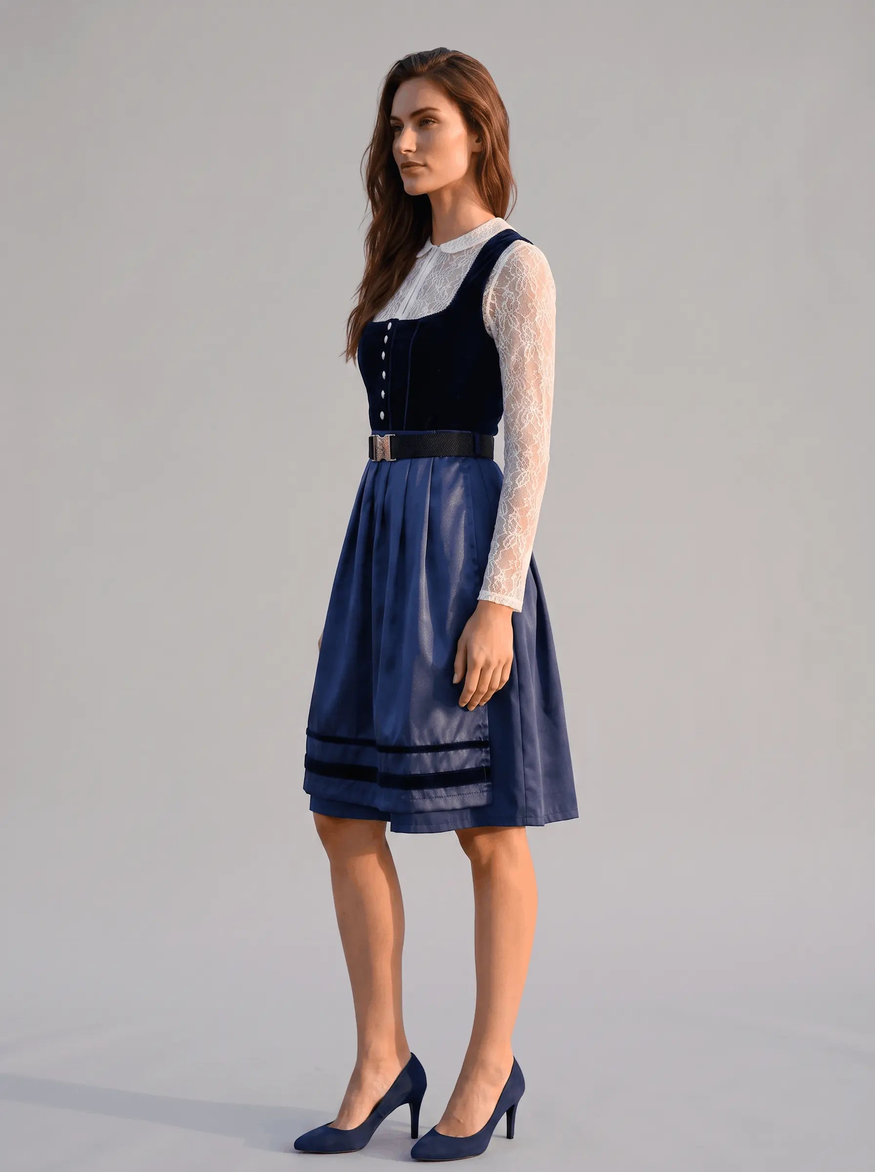 Pure Elegance Midnight Navy Satin Dirndl