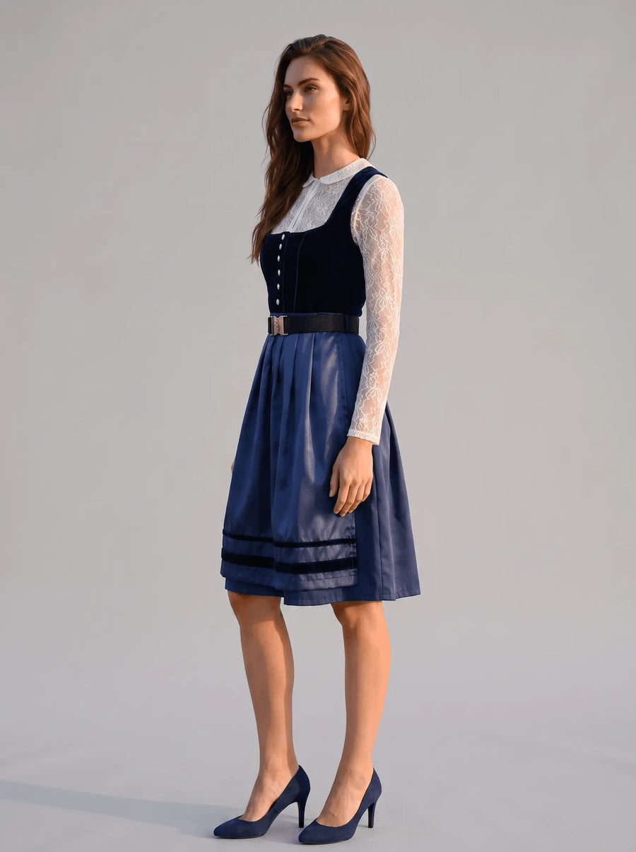 Pure Elegance Midnight Navy Satin Dirndl