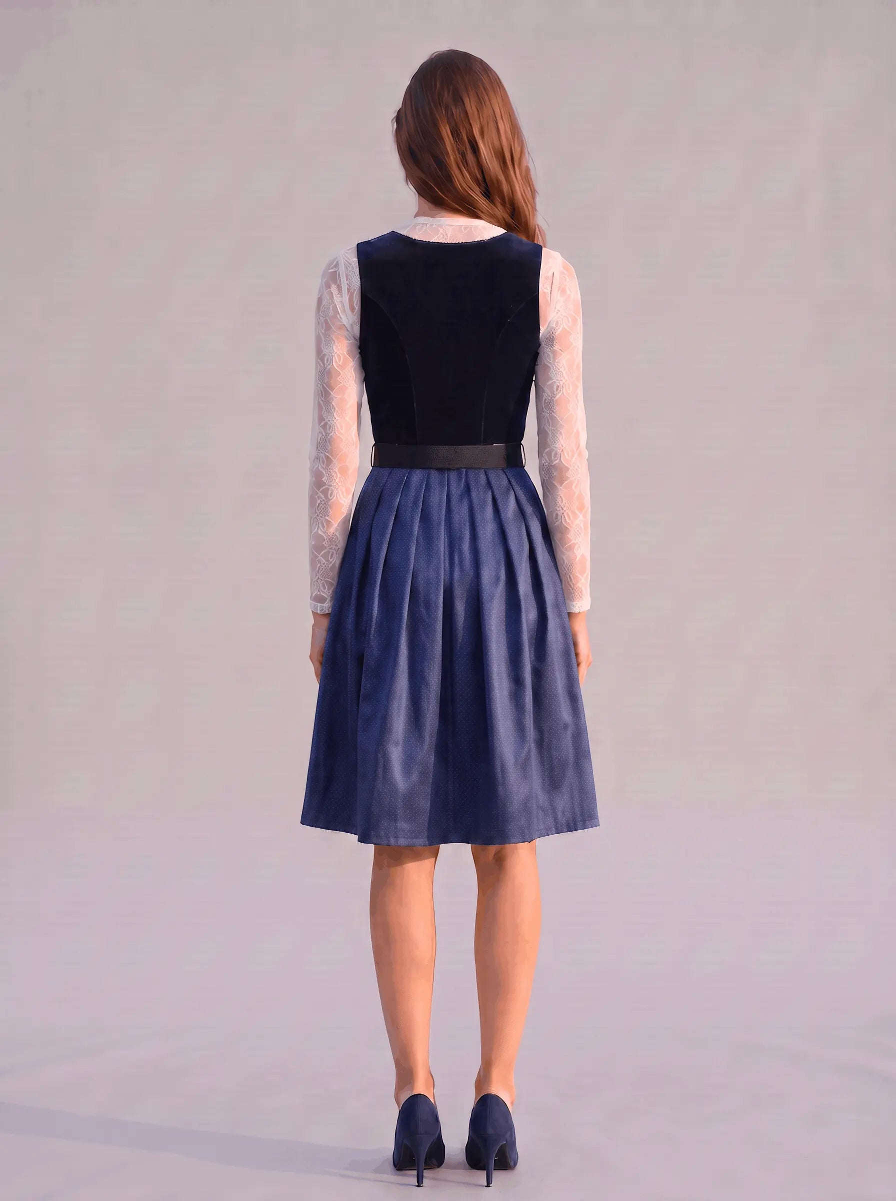 Pure Elegance Midnight Navy Satin Dirndl