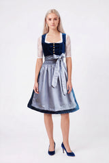 Royal Navy Crushed Velvet Steel Blue Dirndl