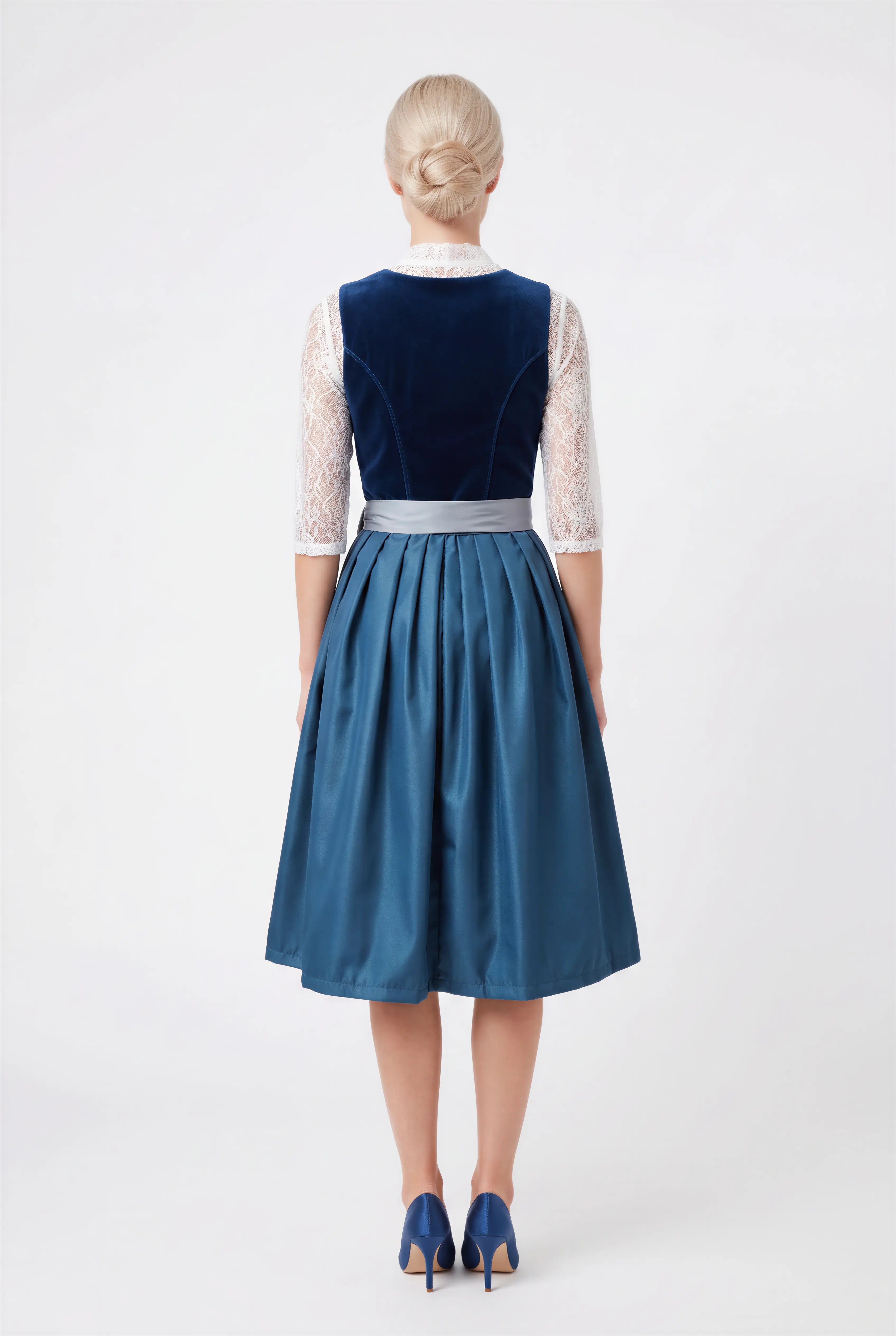 Royal Navy Crushed Velvet Steel Blue Dirndl