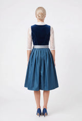 Royal Navy Crushed Velvet Steel Blue Dirndl