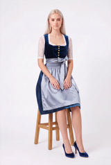 Royal Navy Crushed Velvet Steel Blue Dirndl