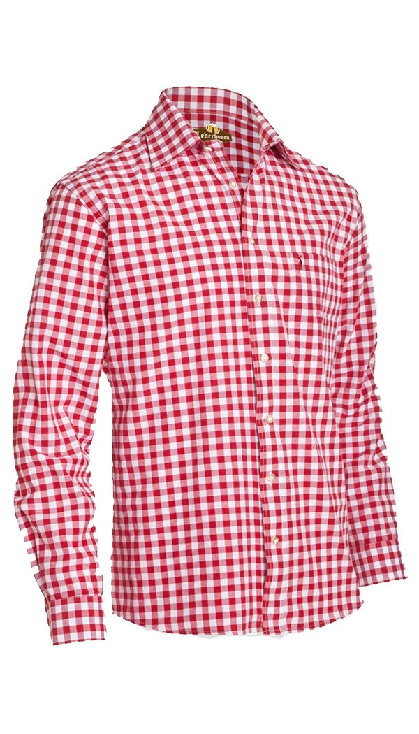 Trachten Shirt Small Checkered Dark Red