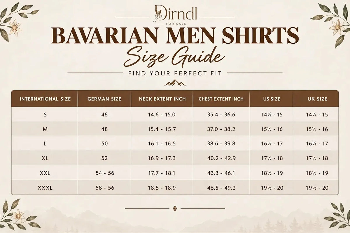 Dirndl Size Chart