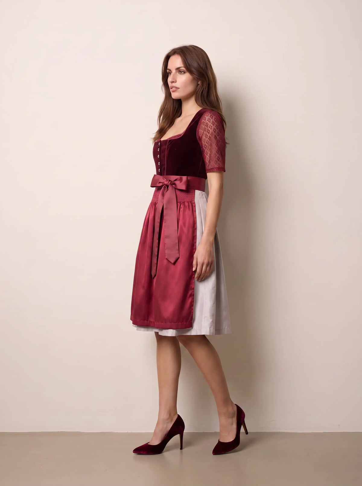 Vintage Wine Velvet Rose Romance Dirndl