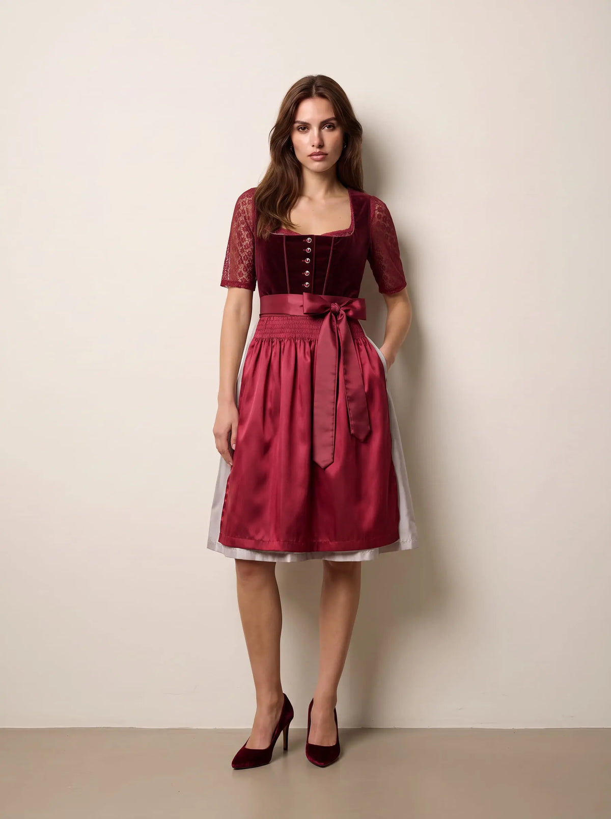 Vintage Wine Velvet Rose Romance Dirndl