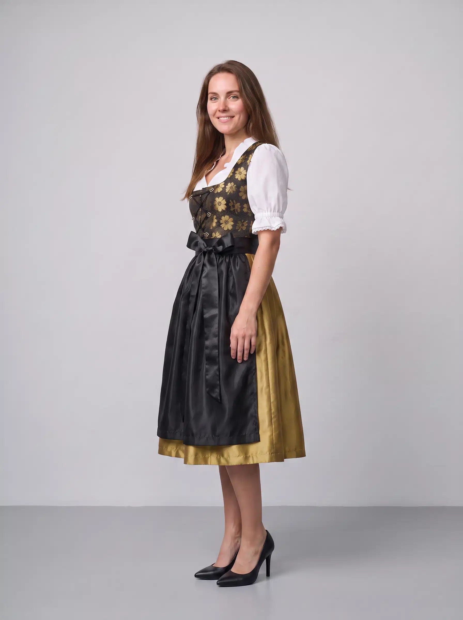 Vintage Midi Dirndl Betsy Black Gold