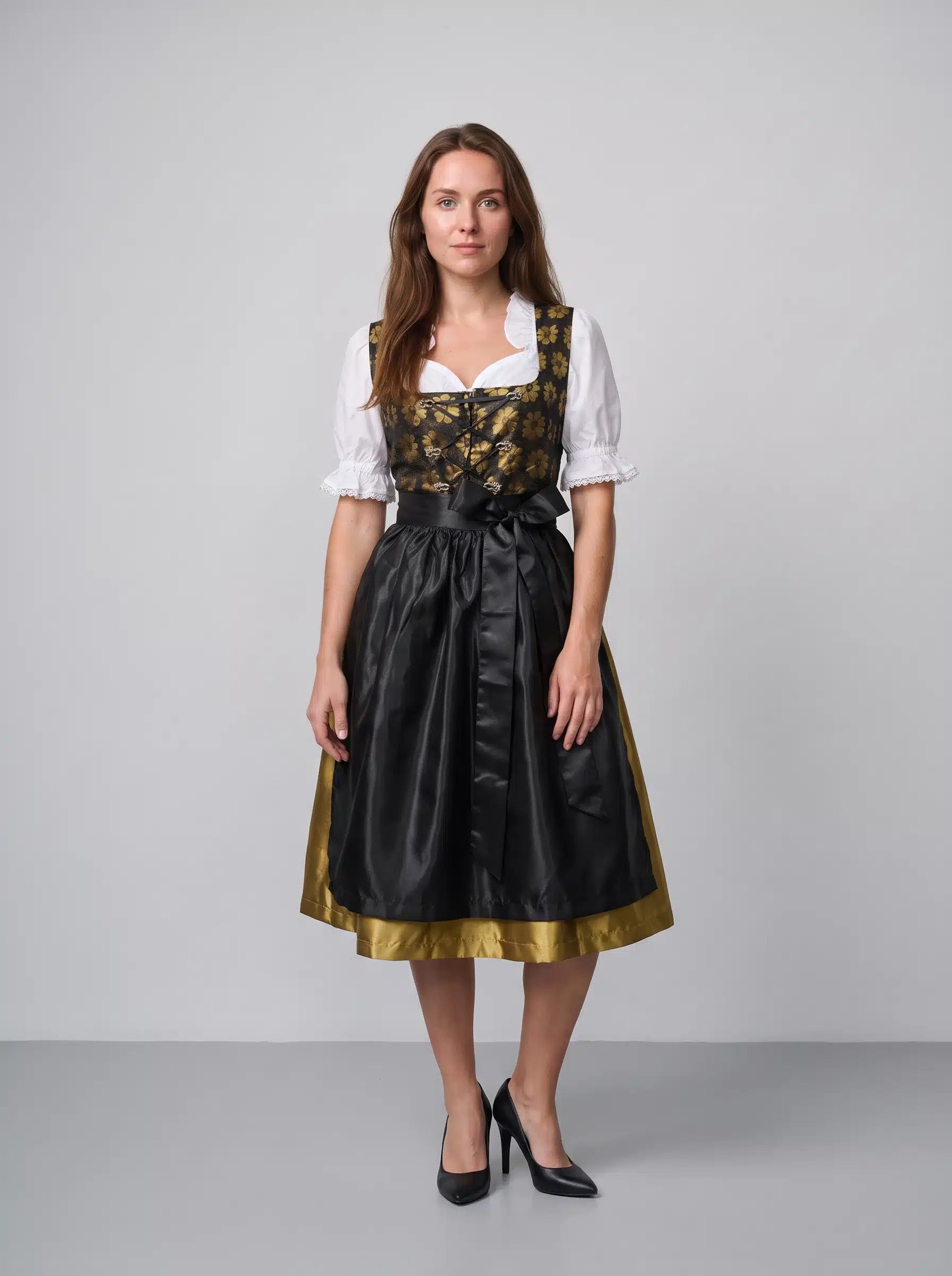 Vintage Midi Dirndl Betsy Black Gold