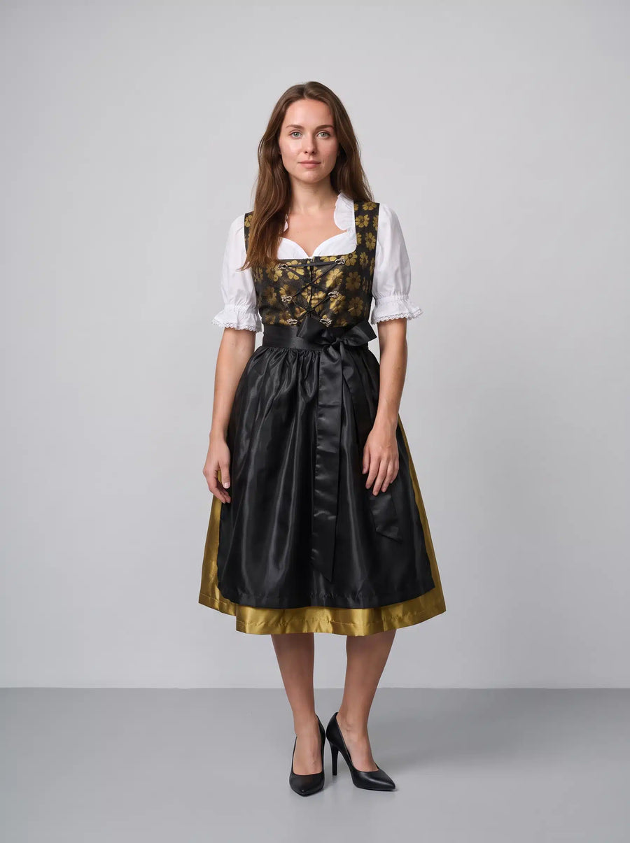 Vintage Midi Dirndl Betsy Black Gold