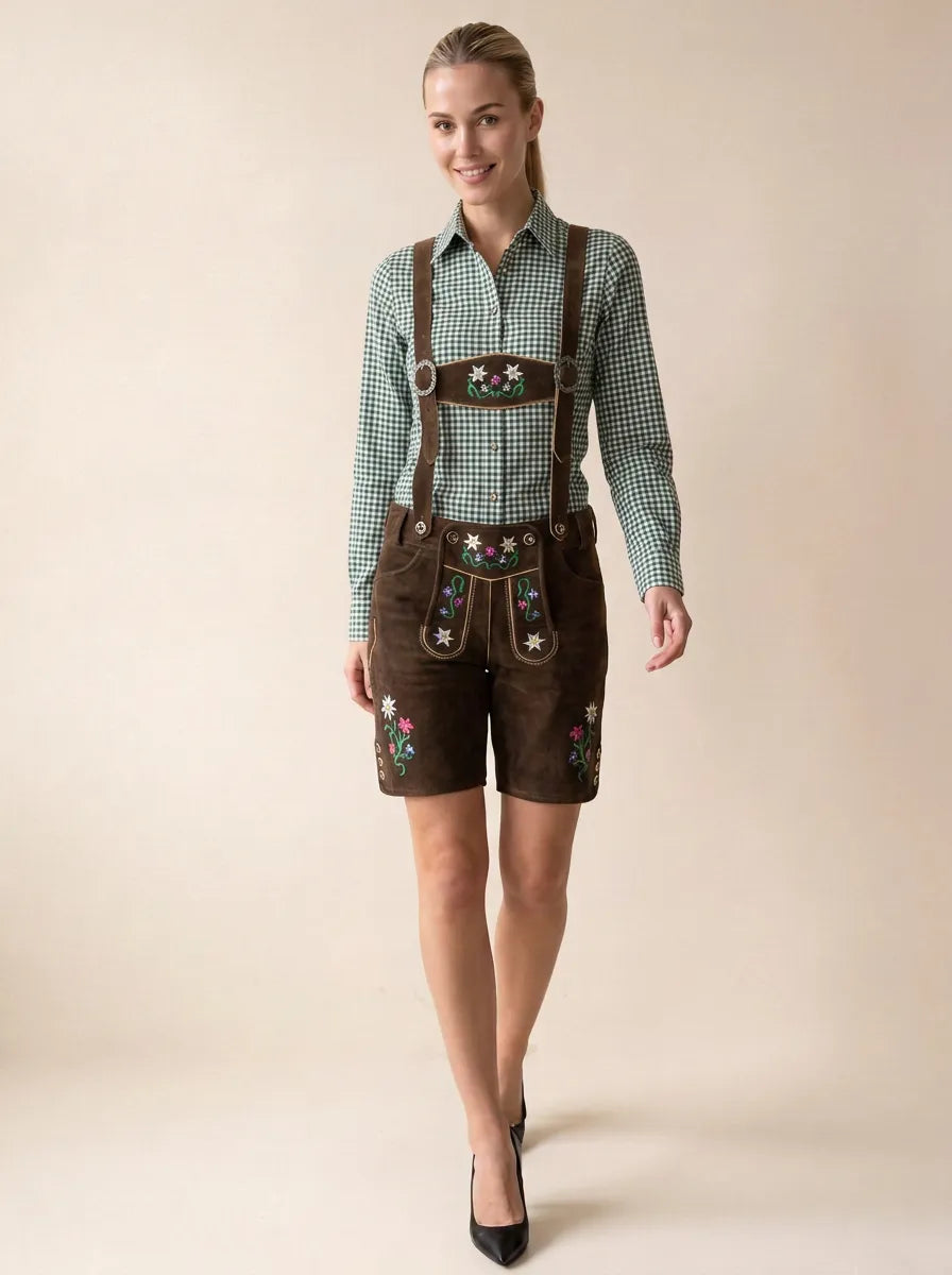 Floral Women’s German Lederhosen Embroidered