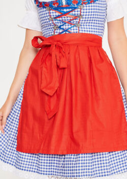 Midi Blue Checkered Dirndl With Red Apron_ Only Close