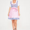 Midi Sky Blue Checkered Dirndl With Pink Apron_ Full View with Apron