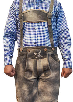 Traditional German Lederhosen Grey Slate