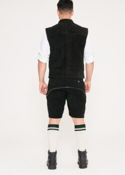 Traditional German Waistcoat Stone Black_ Full Back View Pose