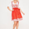 Midi Checkered Dirndl Elsa Rose Red_ Close Apron View Pose