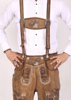 Trachten Short Lederhosen Real Shaded Brown