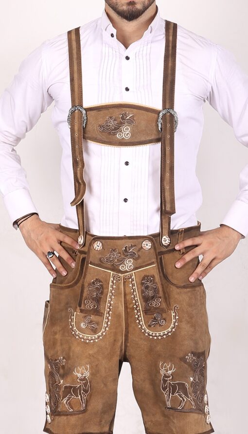 Trachten Short Lederhosen Real Shaded Brown