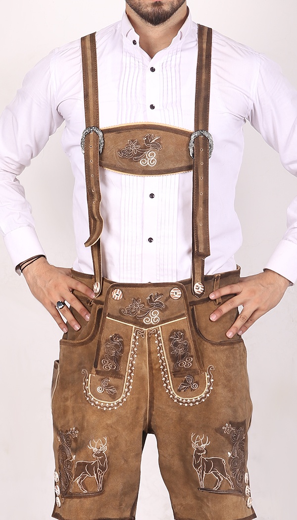 Trachten Short Lederhosen Real Shaded Brown