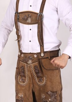 Trachten Short Lederhosen Real Shaded Brown