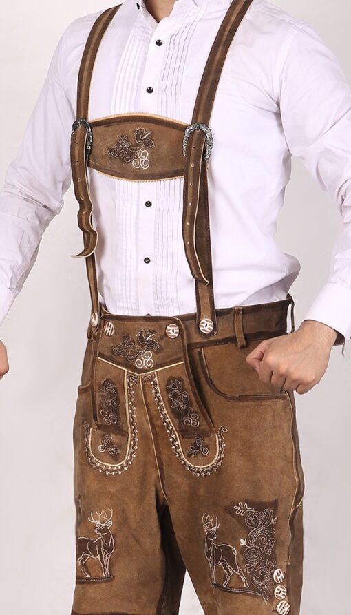 Trachten Short Lederhosen Real Shaded Brown