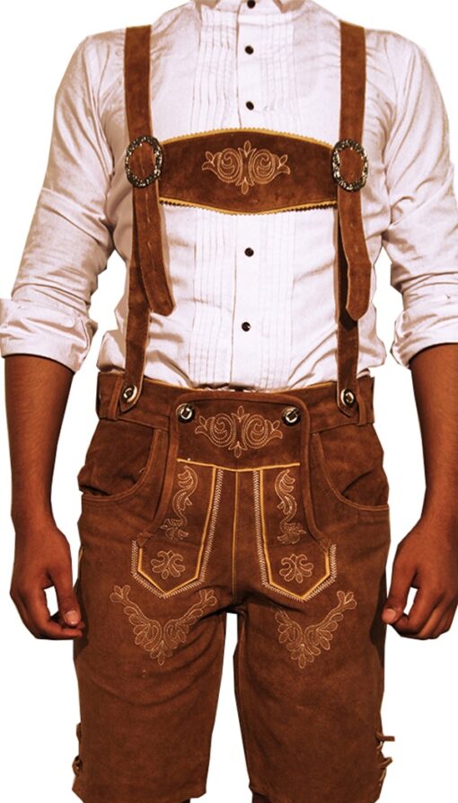 Trachten Short Lederhosen Dark Camel Brown