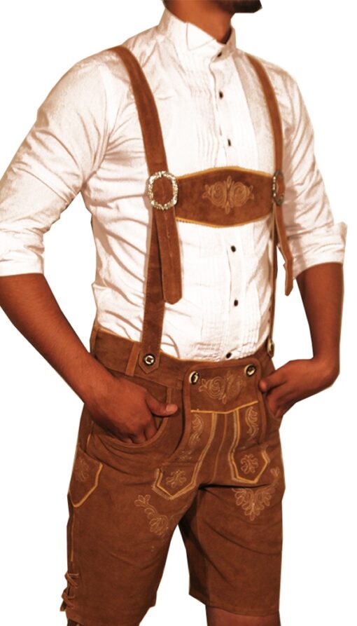 Trachten Short Lederhosen Dark Camel Brown
