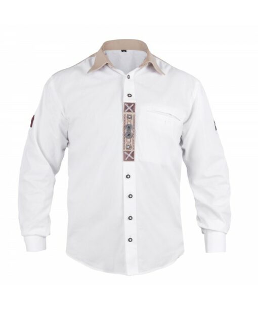 Trachten Shirt Embroidered White