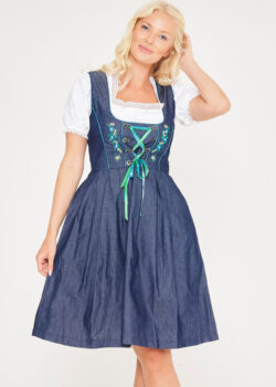 Midi German Dirndl Erna Black Sky_ Front Close View