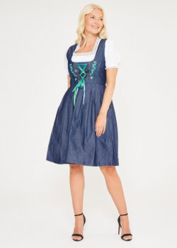 Midi German Dirndl Erna Black Sky_ Full Front View