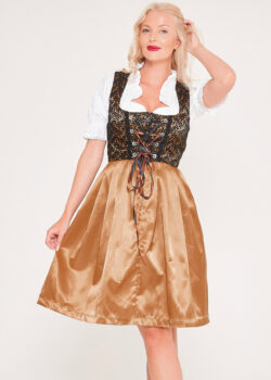 Vintage Midi Dirndl Betsy Black Gold_ One Side Apron Pick View