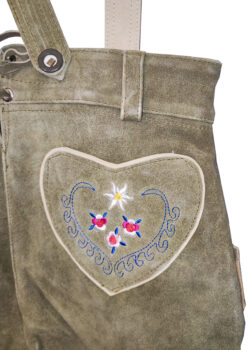 Olive Green Trachten Women Lederhosen Close Back view