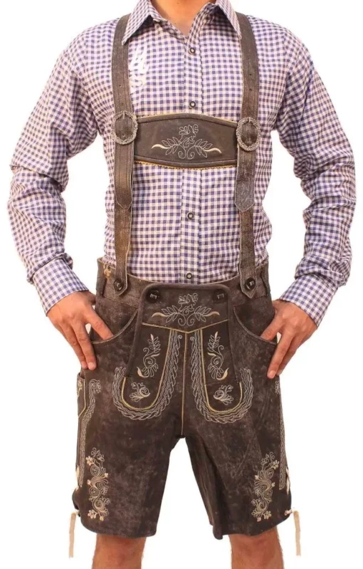 Short Platter Lederhosen Charcoal Black