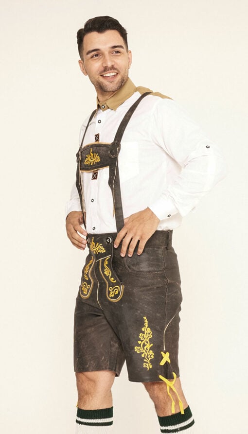 Dark Brown Bavarian Lederhosen for Men - Image 2