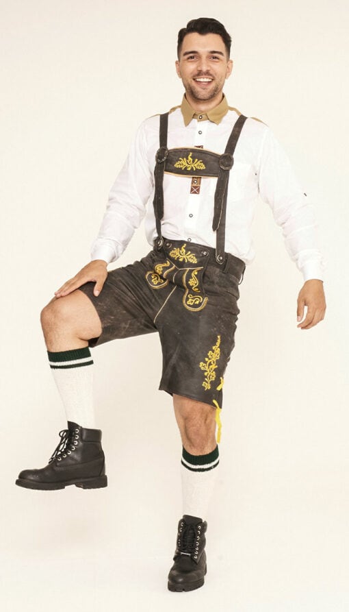 Dark Brown Bavarian Lederhosen for Men - Image 3